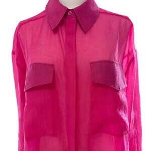 GREY LAB - Tunic Blouse Swim Cover Up - Sheer Pink - Small